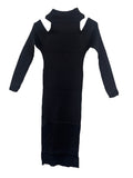 kkboxly  Cold Shoulder Keyhole Dress, Elegant Solid Long Sleeve Midi Dress, Women's Clothing