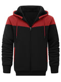 kkboxly  Warm Thick Fleece Lined Coat Solid Color Men's Hooded Jacket Fleece Lined Casual Long Sleeve Sherpa Lined Hoodies With Zipper Hooded Coat For Autumn Winter