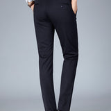 kkboxly Classic Design Dress Pants, Men's Formal Solid Color Slightly Stretch Dress Pants For Spring Summer Business