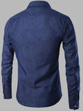 kkboxly  Casual Denim Button Up Shirt, Men's Clothes For Spring And Fall