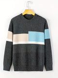 kkboxly  Stripe Design, Men's Warm Trendy Knitted Sweater