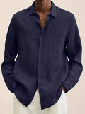 kkboxly  Plus Size Men's Solid Shirt Casual Fashion Long Sleeve Shirt For Autumn/winter, Men's Clothing