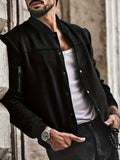 Flannel Varsity Bomber Jacket, Men's Casual Baseball Jacket Coat Regular Fit College Hipster Windbreaker For Spring Autumn