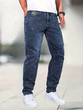 kkboxly  Men's Jeans Straight Regular Denim Jeans With Pockets, Men's Outfits