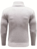 kkboxly  Warm Fleece Striped Cardigan Jacket, Men's Casual Stand Collar Jacket Coat For Winter