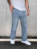 kkboxly  Loose Fit Distressed Jeans, Men's Casual Street Style Denim Pants For Summer Fall