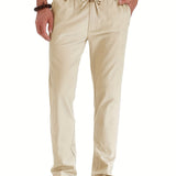 2025 kkboxly  Men's Loose Elastic Waist Solid Color Business Casual Trousers, Men's Outfits