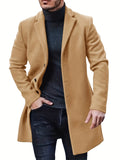 kkboxly  Plus Size Men's Solid Coat Fleece Button Up Jacket Oversized Tops For Spring/autumn, Men's Clothing