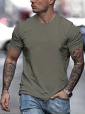 kkboxly  Plus Size Assorted Colors Basic Tees For Male, Oversized Causal T-shirts For Summer Fitness Leisurewear, Men Clothing