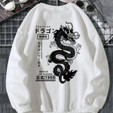 kkboxly  Men's Casual Japanese Characters & Chinese Dragon Print Crew Neck Sweatshirt