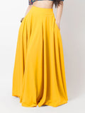 kkboxly  Pleated Long Skirt, Loose Solid Casual Skirt For Spring & Summer, Women's Clothing
