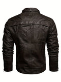 kkboxly  Stay Warm and Stylish with This Men's Retro PU Leather Jacket