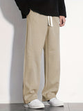 kkboxly  Stylish Letter Print Casual Cotton Loose Fit Drawstring Pants, Men's Pants For Spring Summer Outdoor