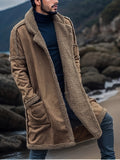 kkboxly Winter Men's Faux Fur Fur Long Coat Gothic Reversible Warm Loose Fit Coat Thick Military Style Windbreaker Trench And Waterproof