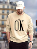 kkboxly  It's OK Print Trendy Sweatshirt, Men's Casual Graphic Design Crew Neck Pullover Sweatshirt For Fall Winter
