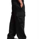 kkboxly Stylish Men's Cargo Pants with Elastic Waist and Multi-Pockets - Comfortable and Durable Sweatpants for Everyday Wear