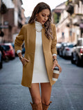 kkboxly  Solid Stand Collar Blazer, Elegant Open Front Long Sleeve Outerwear With Pocket, Women's Clothing