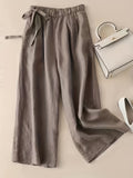 kkboxly  Solid Elastic Waist Pants, Casual Wide Leg Simple Summer Pants, Women's Clothing