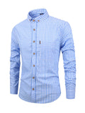 kkboxly  Men's Casual Slim Cotton Plaid Shirt Best Sellers Best Sellers, Men's Tops