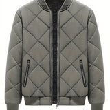 Warm Fleece Thickened Jacket, Men's Casual Baseball Collar Zip Up Jacket Coat For Fall Winter