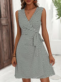 kkboxly  Sleeveless Wrap Dress, Casual Dress For Summer & Spring, Women's Clothing