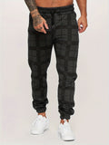 kkboxly kkboxly  Men's Retro Plaid Joggers, Men's Casual Stretch Waist Drawstring Thin Sports Pants Sweatpants For Spring Summer