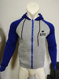 kkboxly  Men's Hoodie, Color Block King Print Color Block Raglan Sleeve Drawstring Hoodie