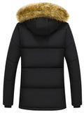 kkboxly  Men's Winter Removable Hooded Cotton-padded Jacket Coat Sherpa Lined Midi Packable Parka Jackets, Men's Parka