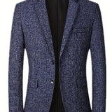 kkboxly  Father's Day Gift, Two Button Blazer, Men's Casual Solid Color Flap Pocket Lapel Sports Coat For Spring Fall Business