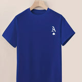 kkboxly  Spade A Print, Men's Graphic T-shirt, Casual Comfy Tees For Summer