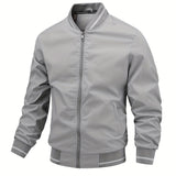 kkboxly  Men's Casual Zipper Long Sleeve Stand Collar Pockets Jackets For Fall & Winter