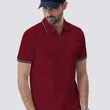 kkboxly  Men's Striped Cuffs Breathable Solid Color Golf Polo Shirt, Men's Casual Button Up Collar Pullover T-Shirt Short Sleeve For Summer, Men's Clothing