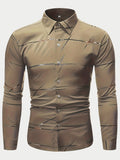 kkboxly Men's Casual Navy Blue Slim Shirt