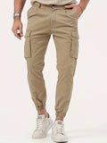 kkboxly  Trendy Solid Cargo Pants, Men's Multi Flap Pocket Trousers, Loose Casual Outdoor Pants, Men's Work Pants Outdoors Streetwear Hip Hop Style