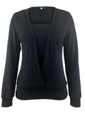 Solid Plunging Knit Sweater, Casual Long Sleeve Simple Sweater, Women's Clothing