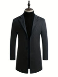 kkboxly  Classic Design Trench Coat, Men's Semi-formal Button Up Lapel Overcoat For Fall Winter Business