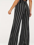 kkboxly  Striped Wide Leg Pants, Elegant High Waist Pants For Spring & Summer, Women's Clothing