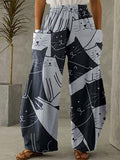 kkboxly  Women's Pants Mid Waist Cat Print Pocket Long Length Pants