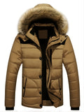 kkboxly  Men's Casual Thicken Cotton-padded Jacket With Removable Hood For Winter