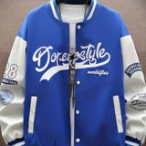 kkboxly  Letter Print Color Block Varsity Jackets, Men's Casual Baseball Collar Jacket Coat For Spring Fall