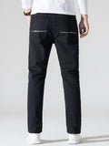 Men's High Stretch Jeans For Business, Slim Fit Denim Pants With Pockets For Spring Fall