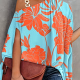 kkboxly   Women's Blouse Summer Halter Batwing Sleeve Floral Print Blouse