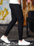 kkboxly Men's Casual Skinny Jeans, Chic Street Style Medium Stretch Denim Pants