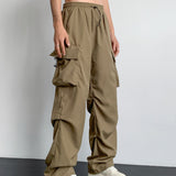 kkboxly  Loose Fit Multi Pocket Cargo Pants, Men's Casual Hip Hop Style Wide Leg Pants For Spring Summer Outdoor