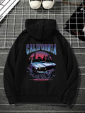 kkboxly  Cartoon Car Print, Men's Casual Hoodie, Drawstring Pocket Hoodie