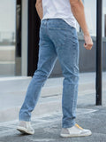Men's Chic Slim Fit Jeans, Men's Casual Street Style Distressed Medium Stretch Denim Pants
