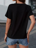 kkboxly  Color Block Pocket T-Shirt, Crew Neck Short Sleeve T-Shirt, Casual Every Day Tops, Women's Clothing
