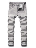 Men's Chic Slim Fit Jeans, Men's Casual Street Style Distressed Medium Stretch Denim Pants