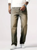 kkboxly  Men's Casual Loose Fit Straight Leg Jeans, Chic Street Style Denim Pants
