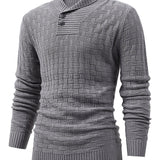 kkboxly  All Match Knitted Sweater, Men's Casual Warm Middle Stretch Shawl Collar Pullover Sweater For Men Fall Winter